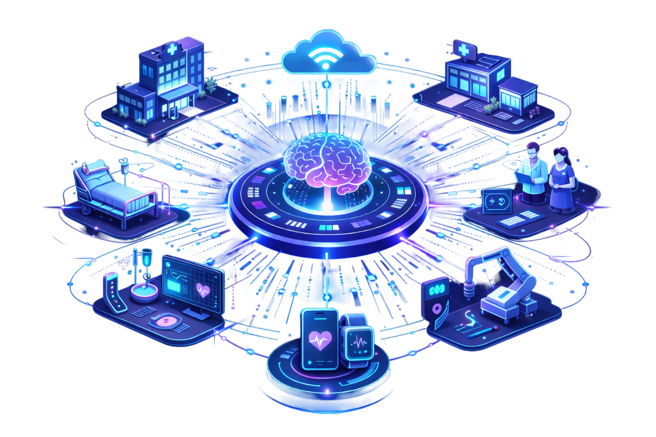 AI and IoT Smart Healthcare Illustration